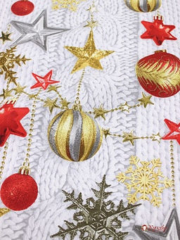 Дорожка Новогодние игрушки на вязании, ш.0.5м, хлопок -100%, 228гр/м.кв