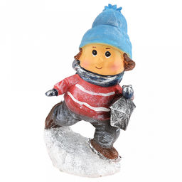 Скульптура-фигура для сада из полистоуна "Мальчик с фонариком" 13х8х20см (Россия)