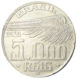 Монета 5000 рейс 1936 года Бразилия