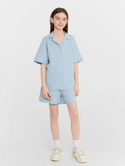 Рубашка для девочки голубая - Mark formelle фото 3