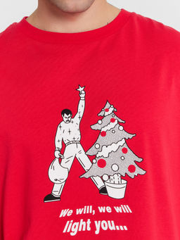 Футболка мужская красная с принтом и надписью We will, we will light you китайский красный +печать 111772 - Mark formelle фото 6