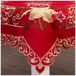 СКАТЕРТЬ КОЛОКОЛЬЧИКИ НА КРАСНОМ 85*85 СМ - Lefard фото 4