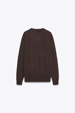 100% WOOL KNIT V-NECK SWEATER - Zara фото 5