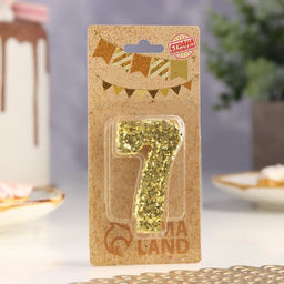 Цена за 2 шт. Свеча в торт «Цифра 7», золотая, 6.5 см