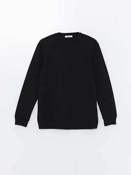 Bisiklet Yaka Uzun Kollu Erkek Dokulu Sweatshirt