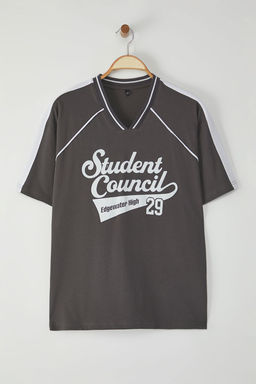 TRENDYOL MAN Antrasit Kolej Oversize/Genis Kesim %100 Pamuk T-Shirt TMNSS25TS00096 - Trendyolmilla фото 4