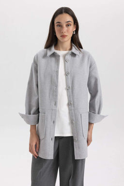 Рубашка-туника из габардина с длинными рукавами Relax Fit