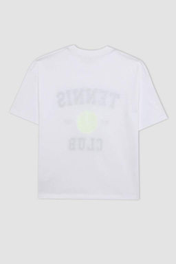 Футболка оверсайз с принтом и короткими рукавами для девочек - Defacto фото 10