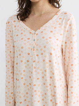 V Yaka ?i?ekli Kad?n Gecelik