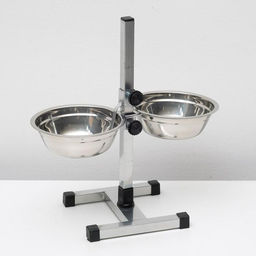 Подставка с мисками, 2×2 л, высота 50 см, разборная с верхним фиксатором, хром