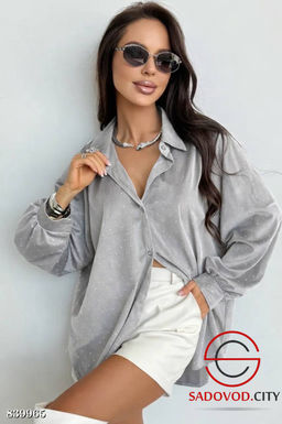 Рубашка нарядная оверсайз со стразами - Bruno фото 8