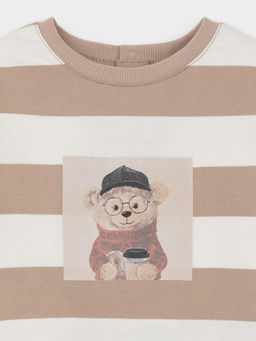 КР 302911/темно-бежевый,полоска к636 джемпер (свитшот) д/мал яс