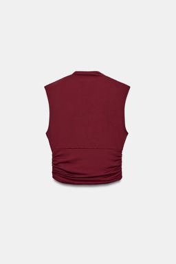 TOP DRAPEADO POLIAMIDA FORNITURA / Burgundy - Zara фото 7