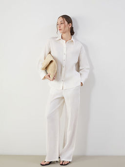 Beli Lastikli %100 Keten Kad?n Pantolon