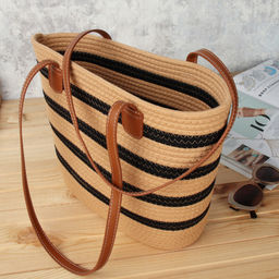 Сумка плетеная 27x43x13 / DW-21 /уп 50/коричнево-черная - Галеонтрейд фото 3