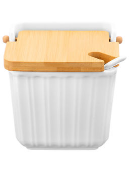 Банка д/сыпучих продуктов 600 мл 12,5*11,5*11 см Ампир с ложкой и откидной бамбук.крышкой - Elan gallery фото 4