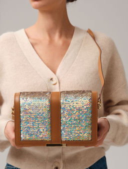 Сумка с пайетками Azaro 30753 коричневый лист