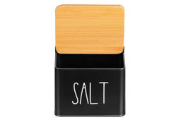 Емкость для хранения 1,5 л 14*11*11 см SALT с деревянной крышкой, черная - Elan gallery фото 16