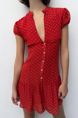 VESTIDO CORTO LUNARES / Rojo / Blanco - Zara фото 9