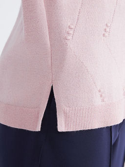 Bisiklet Yaka Kendinden Desenli Kad?n Triko Kazak