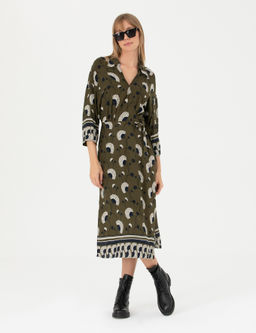 Kahverengi Comfort Fit Dokuma Elbise