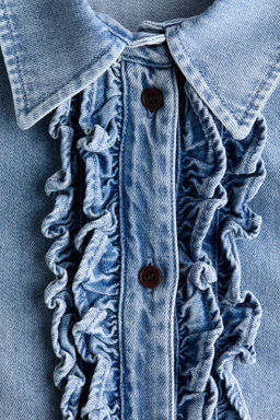 Camisa denim con ribete de volantes - H&m фото 3