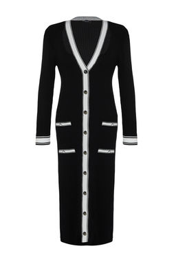 TRENDYOLMILLA Siyah Maxi Triko Renk Bloklu Elbise TWOAW24EL00017  фото 7