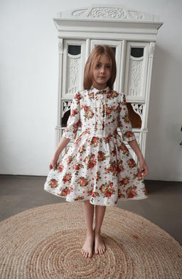 Платье МТ-422 лен букет бежевый