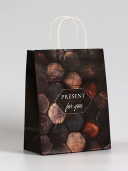 Цена за 2 шт. Пакет подарочный крафт Present, 21×11×27 см