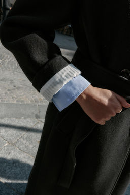 LONG WOOL COAT WITH BELT - Zara фото 5