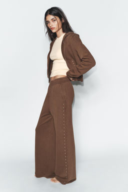 WASHED-EFFECT FLEECE TROUSERS WITH STUDS - Zara фото 10