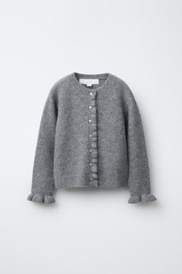 RUFFLE KNIT CARDIGAN WITH WOOL