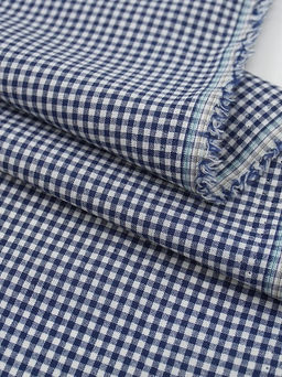 Вареный (стираный) хлопок Мелкая клетка цв.темно-синий, ш.2.5м, хлопок-100%, 125гр/м.кв - Купава фото 2