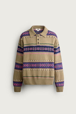 POLO PUNTO JACQUARD ALGOD?N - LINO / Verde Oliva - Zara фото 6