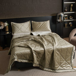 Велюровое покрывало в клетку и две наволочки OVL031 160*220/50-70 1 шт - Ситрейд фото 3