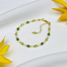 Браслет для Девы из Хризолита,Нефрита и Горного Хрусталя - Радуга самоцветов фото 2