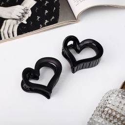 Цена за 6 шт. Крабик для волос «Сердце», 6.5 см, чёрный, МИКС