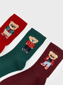 Ay? Teddy Bask?l? Kad?n Soket ?orap 3l?