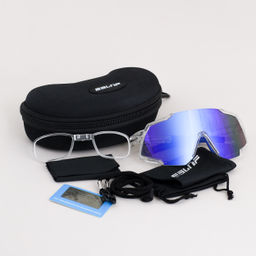 Очки спортивные солнцезащитные ESLNF. ударопрочные. Линза: HD POLARIZED-Зеркальная. Silicone переносица и боковые душки. Прозрачный-Синий /уп 50/ - ГалеонТрейд фото 3