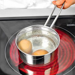 Ковш (яйцеварка) из нержавеющей стали Камилла 0,6л, д12см, h5,5см, s0,5мм, дно д10,5см, s3мм, с крышкой, полировка внешння - зеркальная, внутренняя - зеркальная, ручка из нержавеющей стали на сварке, мерная шкала, TalleR (Китай) Подходит для всех - Домашняя мода фото 5