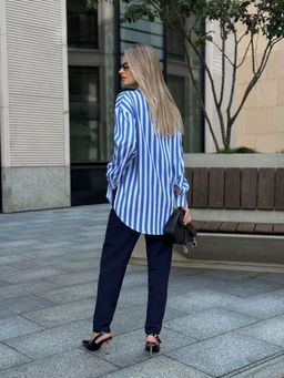 Блуза DilanaVIP 2099/1 голубая полоска - Dilana vip фото 5