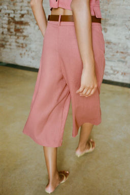 LONG BERMUDA SHORTS WITH BELT IN LINEN BLEND - Zara фото 3