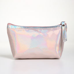 Косметичка простая на молнии, с ручкой, подкладом, голографическая, розовая - Simaland фото 2