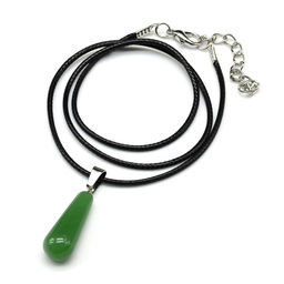 Кулон на шнурке Капля 10*25мм из нефрита имитация, 45см