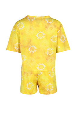 Sar? %100 Pamuklu Gunes Desenli Sortlu Orme Pijama Tak?m? THMSS24PT00108