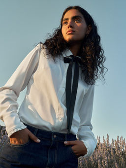 Рубашка с декоративным бантом B2886/snowdrop