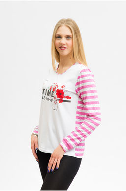 Лонгслив Унисон розовый/полоса