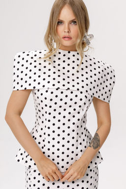 Блуза Pirs 6609 горохи на белом фоне