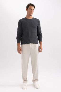 Футболка стандартного кроя с круглым вырезом и длинными рукавами - Defacto фото 2