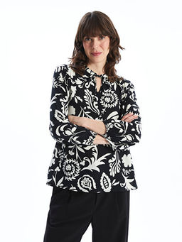 Ba?lamal? Yaka Desenli Kad?n Bluz